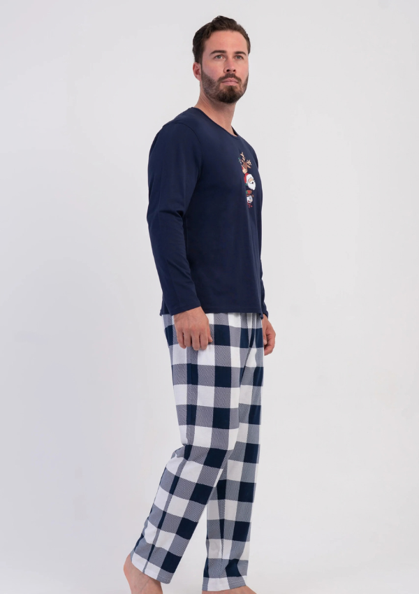 Piżama Męska Vienetta Navy Winter, Granatowy, r. M-XXL