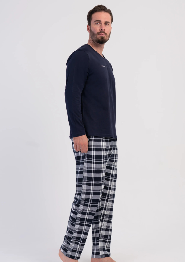 Piżama Męska Vienetta Heritage Plaid, Granatowy, r. M-XL