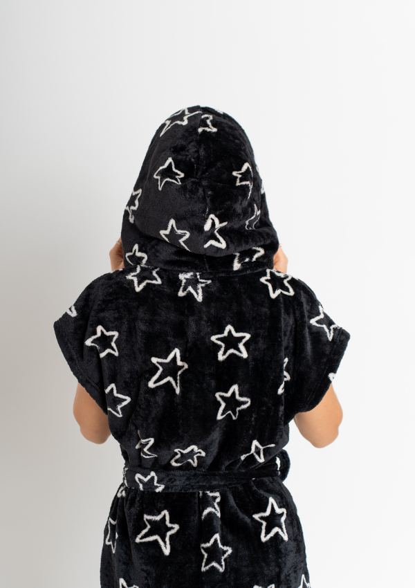 Szlafrok damski Vienetta, Gold Stars, Czarny, r. Onesize