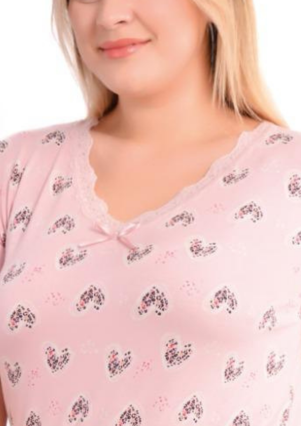 Piżama damska Pink Hearts Set, Różowy, r. 2XL-5XL