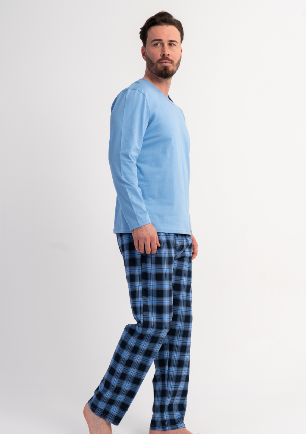Piżama Męska Vienetta Blue Comfort, Niebieski, r. M-XXL