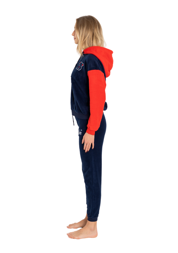 Piżama Damska Polarowa Vienetta Comfy Evening, granatowo-czerwona, r. S-XL