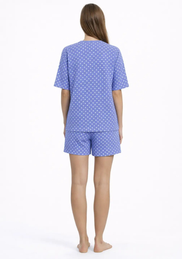 Piżama Damska Blue Star Set, Niebieski, M-XL