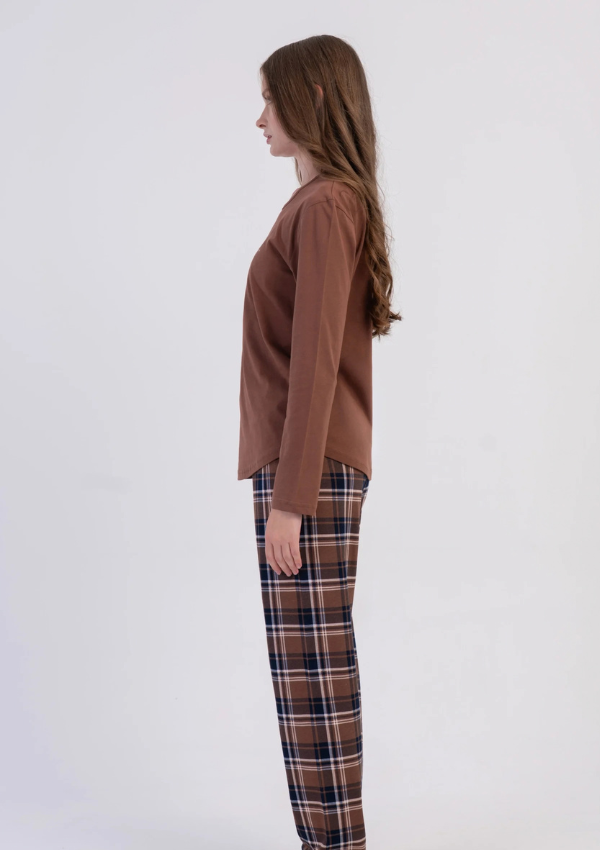 Piżama Damska Vienetta, Cocoa Navy, Brazowy, r. M-XXL