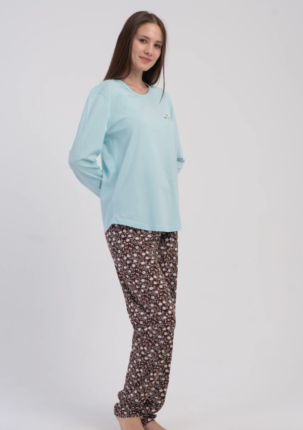 Piżama Damska Vienetta Blue Brown, Beżowy, r. M-XXL
