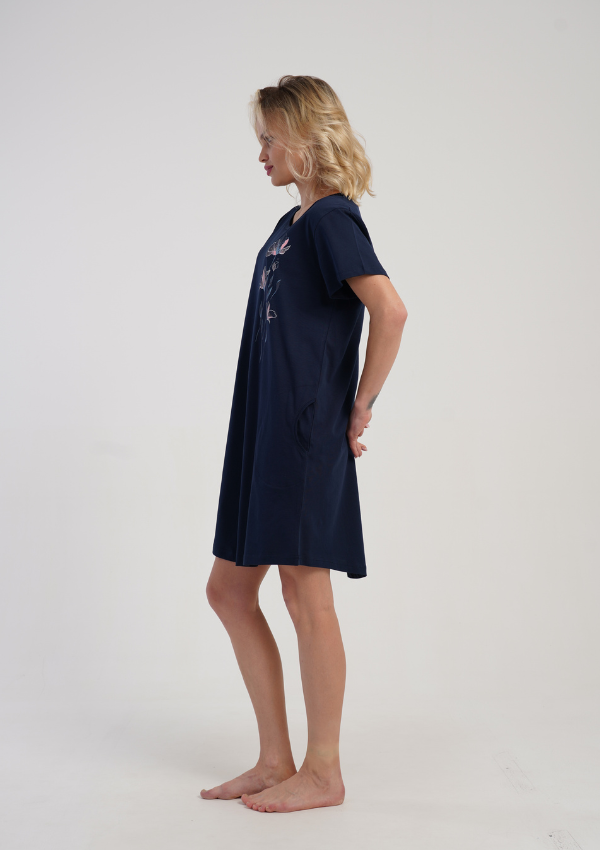 Koszula Nocna Vienetta Navy Bloom, Granatowy, r. M-XXL