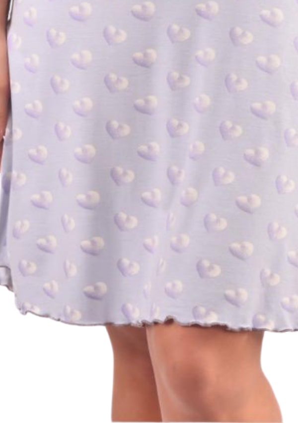 Koszula Nocna Lilac Hearts, Fioletowy, r. M - 3XL
