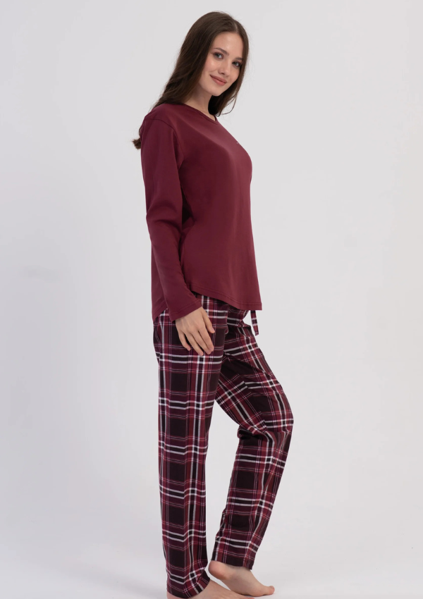 Piżama Damska Vienetta Cozy RedCheck , Bordowy, r. M-XXL