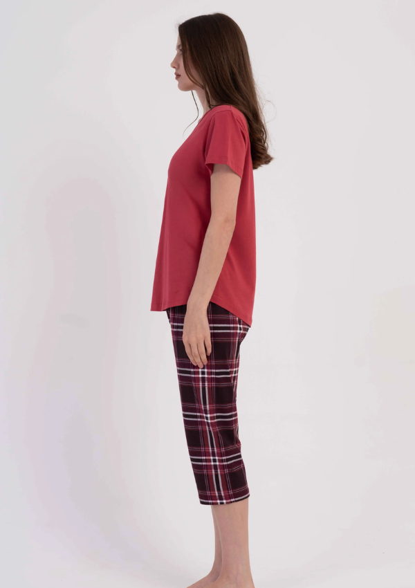 Piżama Damska Vienetta Red Check, Czerwony, r. M-XXL