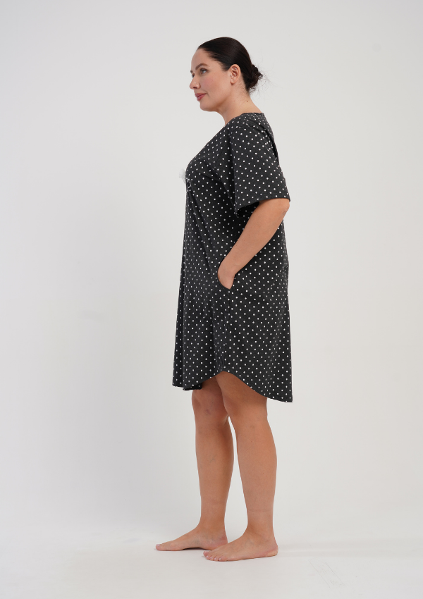 Koszula Nocna Damska Vienetta Lovely Cats, Grafitowy, r. 1XL - 4XL