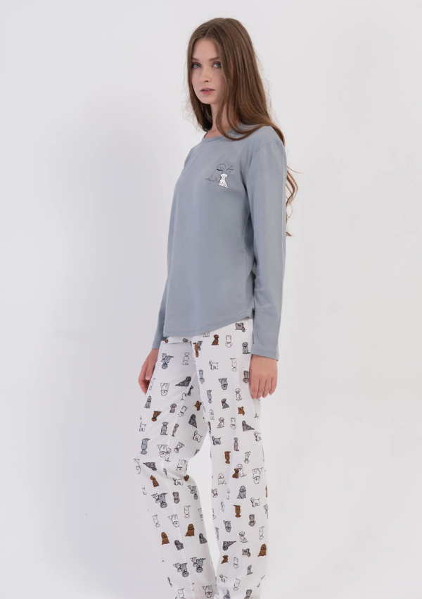 Piżama Damska Vienetta, White Puppy, Szary, r. S-XL