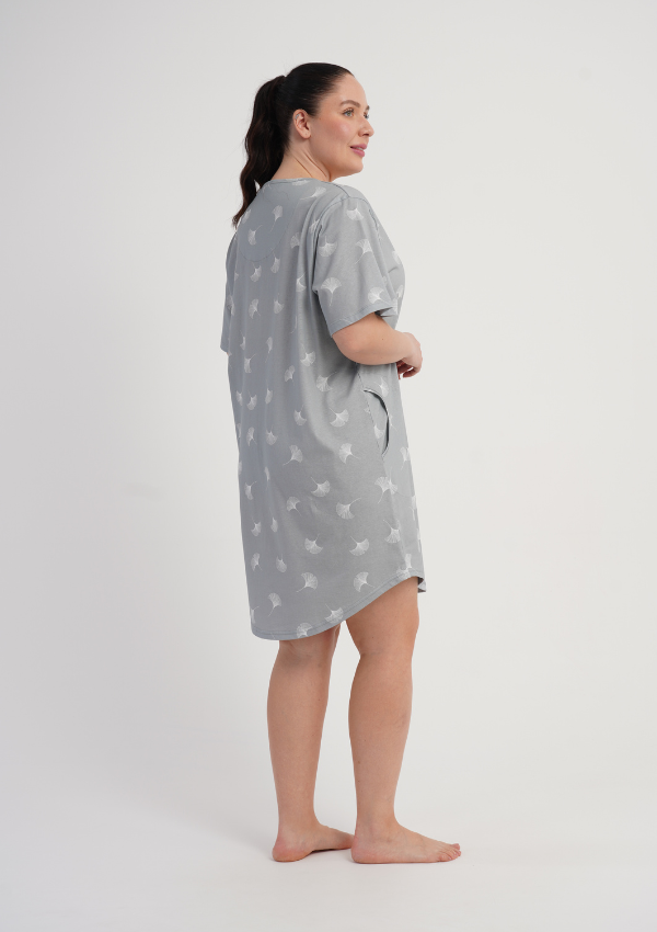 Koszula Nocna Damska Leaf Dream, Szary, r. 1XL - 4XL