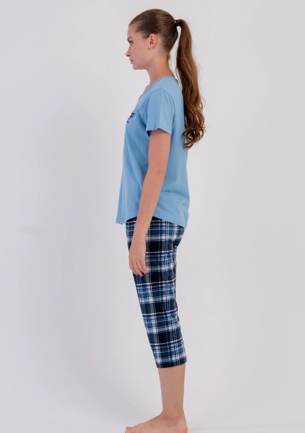 Piżama Damska Vienetta Ocean Plaid, Niebieski, r. M-XXL