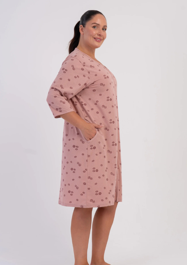 Szlafrok damski Vienetta Floral Zip, Różowy, r. 1XL-4XL