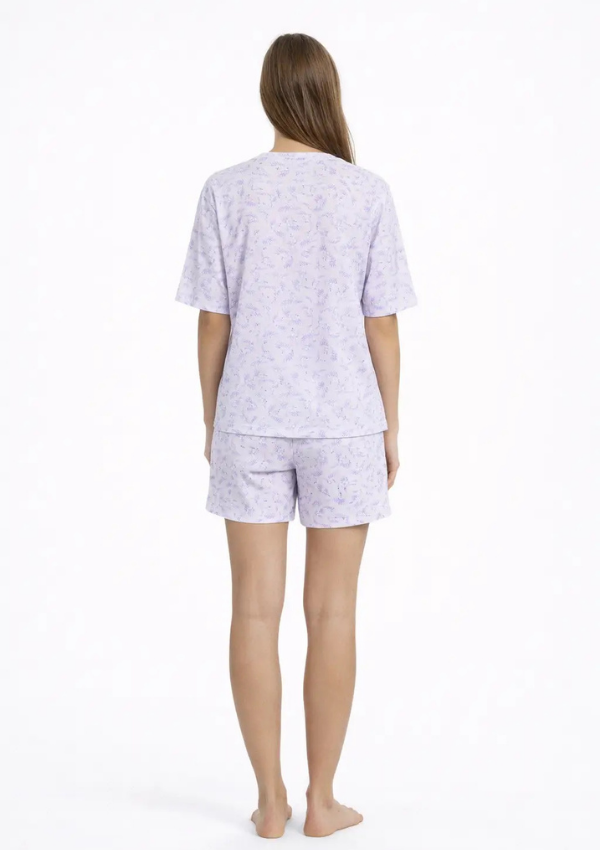 Piżama Damska Lilac Leaf Set, Liliowy, M-XL