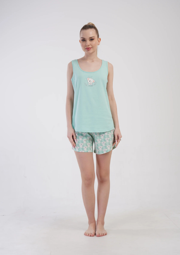 Piżama Damska Mint Teddy, Zielony, S -XL