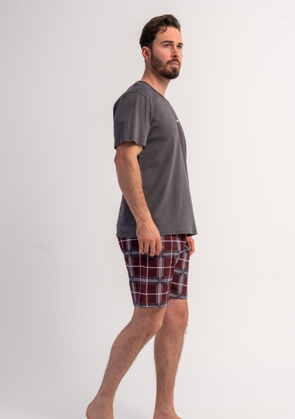 Piżama Męska Vienetta Graphite Check, Szary, r. 1XL-4XL