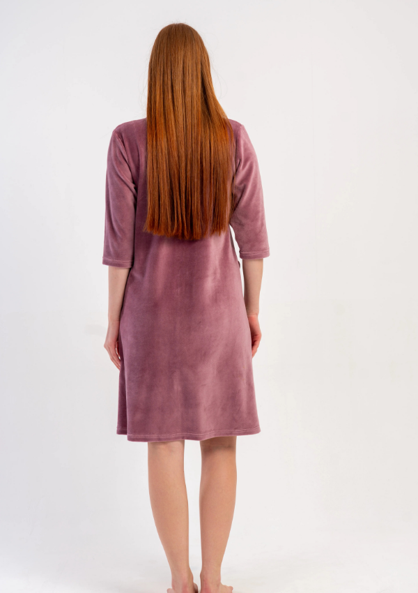 Szlafrok damski Welurowy Vienetta Pink Velour, Różowy, r. M-XXL