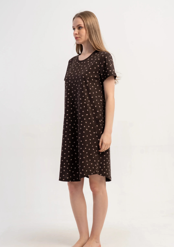 Koszula Nocna Vienetta Coffee Dots, Brązowy, r. M-XXL