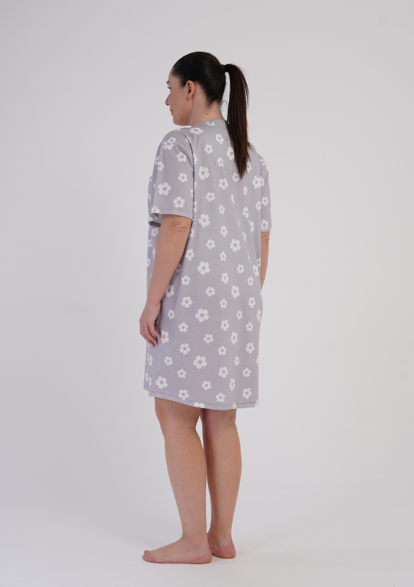 Koszula Nocna Damska Grey Blossom, Szary, r. 1XL - 4XL