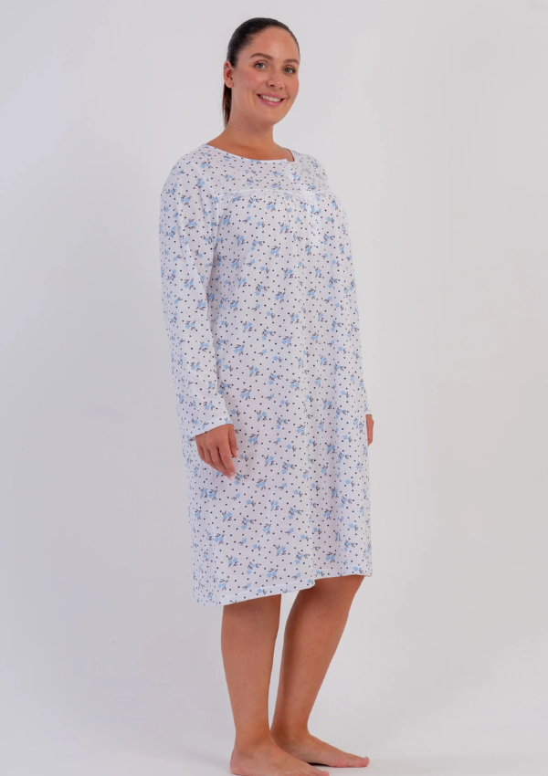 Koszula Nocna Vienetta Blue Blossom, Niebieski, r. 1XL - 4XL