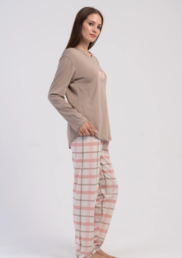 Piżama Damska Vienetta, Latte Cup, Beżowy, r. M-XXL