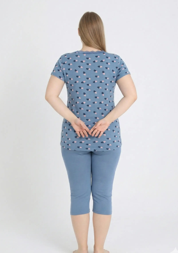 Piżama damska Blue Hearts, Niebieski, r. 2XL-5XL