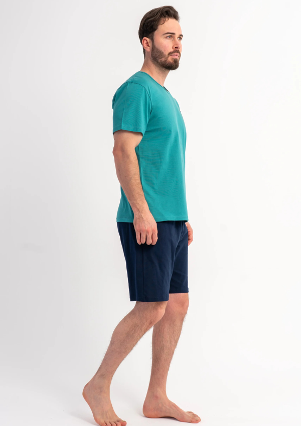 Piżama Męska Vienetta Palm Chill, Morski, r. S-XL