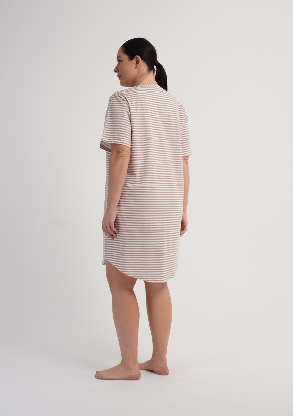 Koszula Nocna Damska Soft Stripes, Beżowy, r. 1XL - 4XL