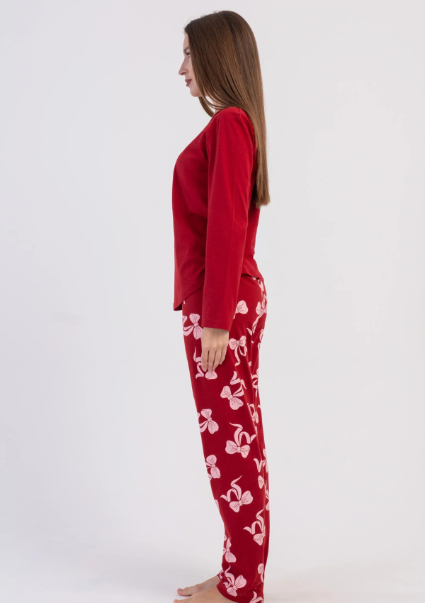 Piżama Damska Vienetta, Red Bow, Czerwony r. S-XL