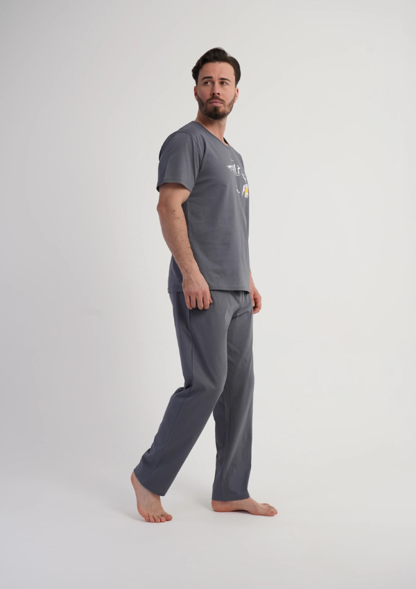 Piżama Męska Vienetta Graphite Relax, Szary, r. 5XL-7XL