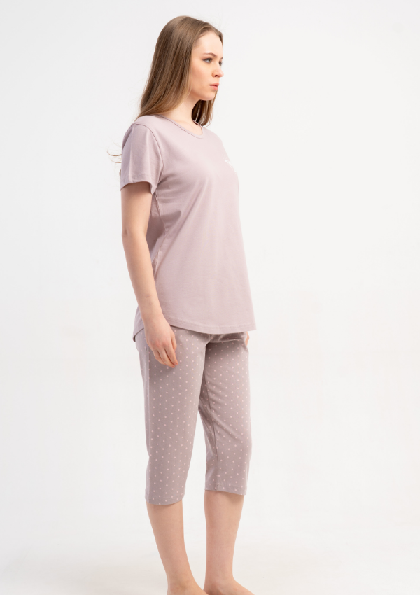 Piżama Damska Vienetta Beige Dots, Beżowy, r. M-XXL