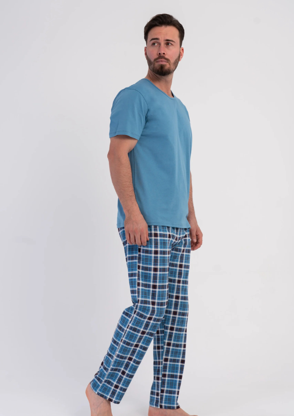 Piżama Męska Vienetta Blue Classic, Niebieski, r. L-XXL