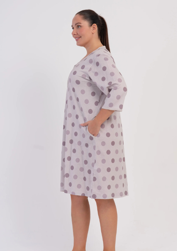 Szlafrok damski Vienetta Lilac Polka, Szary, r. 1XL-4XL