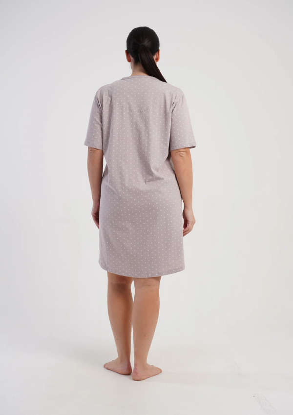 Koszula Nocna Damska Vienetta Soft Dots, Taupe, r. 1XL - 4XL