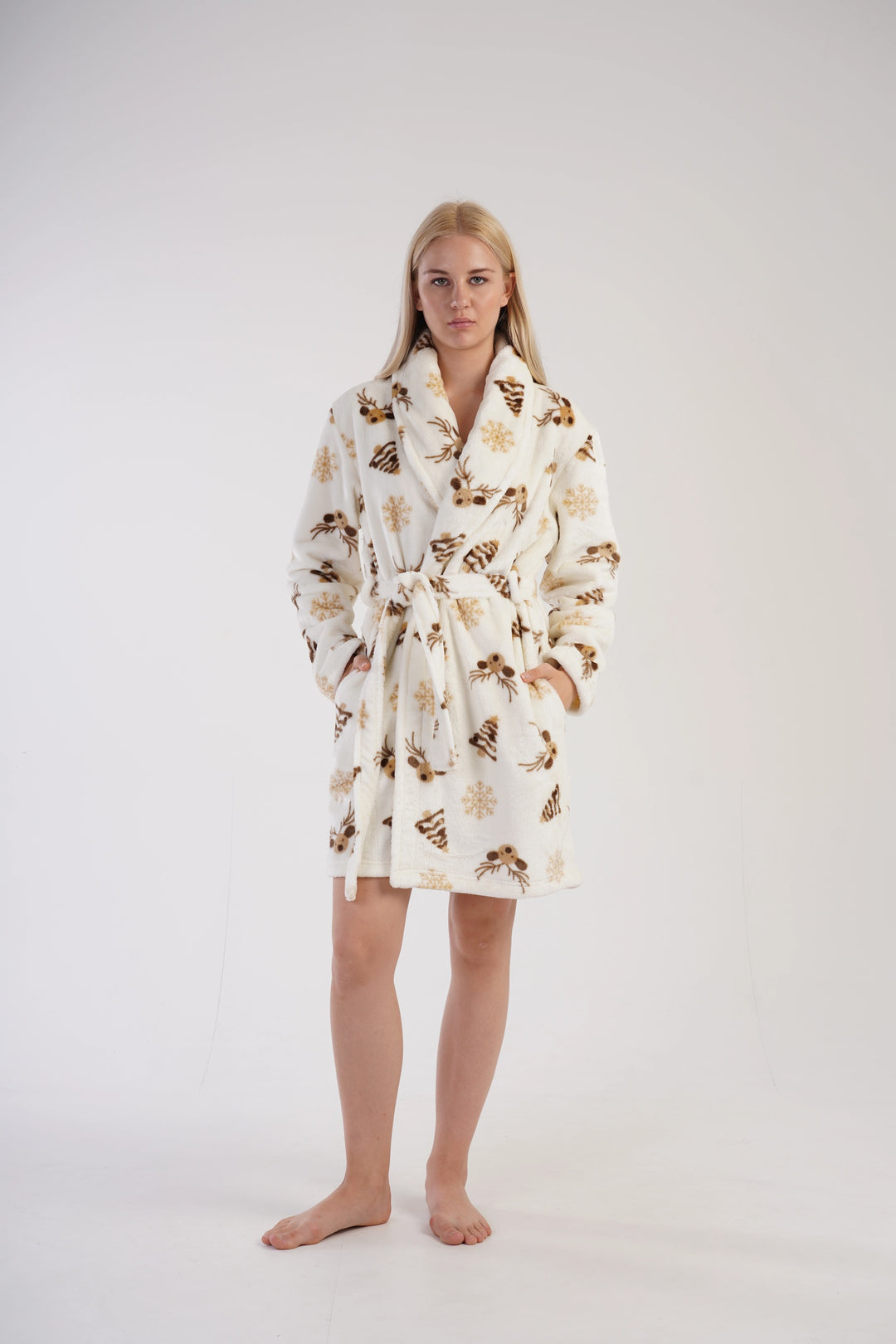 Szlafrok damski Vienetta Snowflake Snuggles, ecru, r. S-L image 0