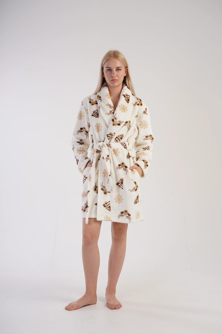 Szlafrok damski Vienetta Snowflake Snuggles, ecru, r. S-L image 0