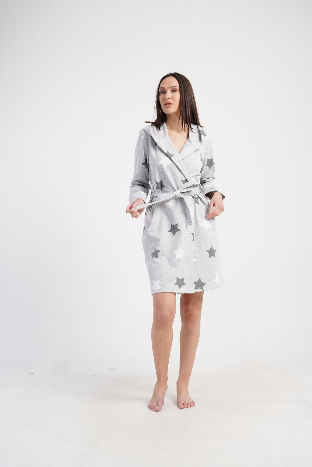 Szlafrok damski Vienetta Star Warmth, Szary, r. S - XL