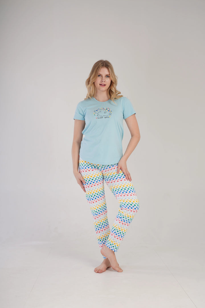 Piżama Damska Vienetta Sleep Well Hedgehog, niebieska, r. S-XL image 4