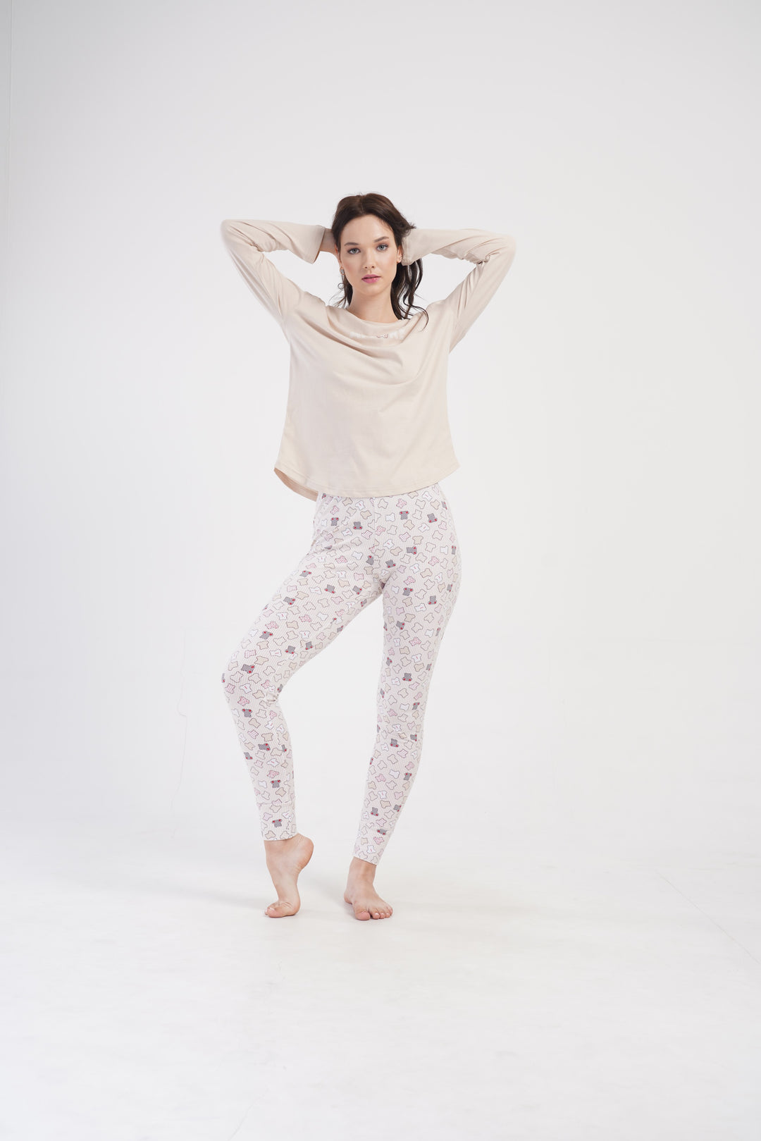 Piżama Damska Vienetta Amore, Beżowy, r. S-XL