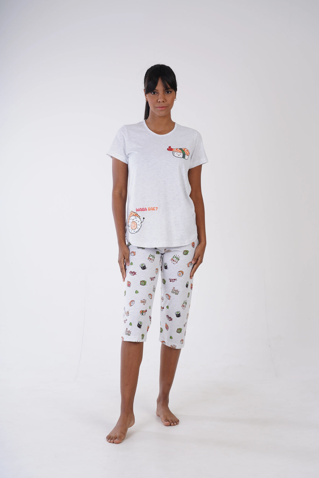 Piżama Damska Vienetta Sushi Lover Grey, szara, r. M-XXL image 0