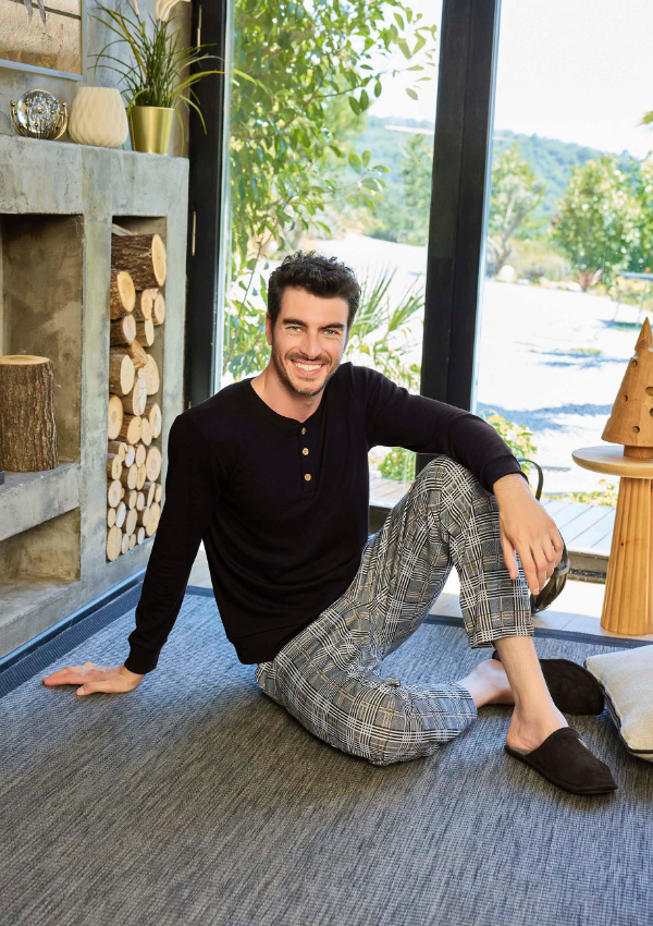 Piżama Męska Urban Check, Czarny, r. M-XL