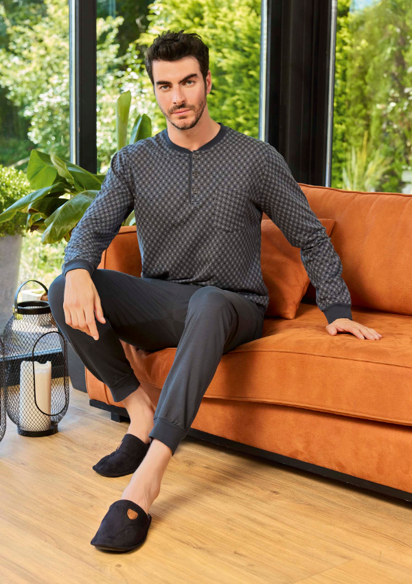 Piżama Męska Graphite Pattern, Grafitowy, r. M-XXL