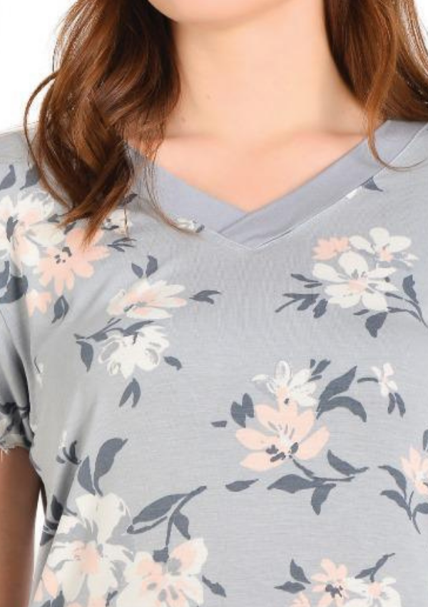 Koszula Nocna Soft Bloom, Szary, r. M - 3XL