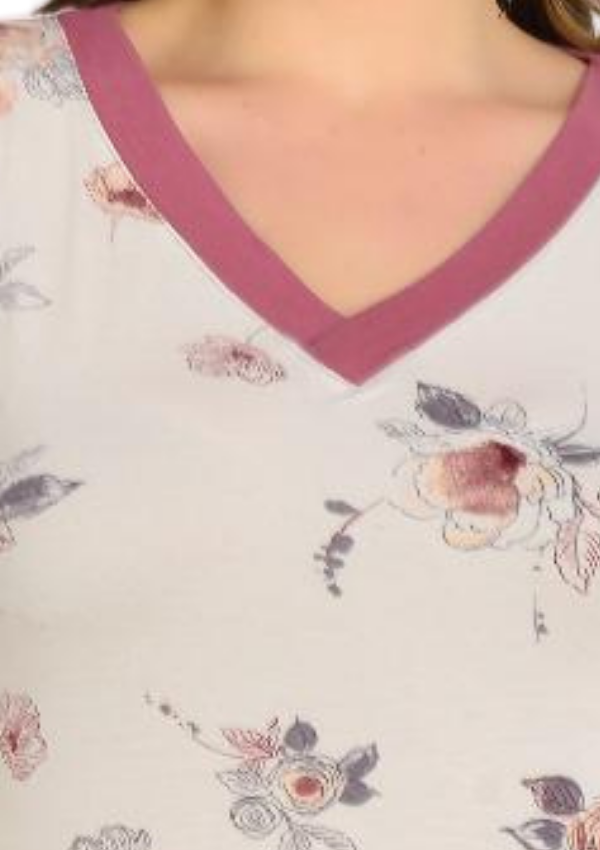 Piżama damska Flower Comfort, Beżowy, r. 2XL-5XL