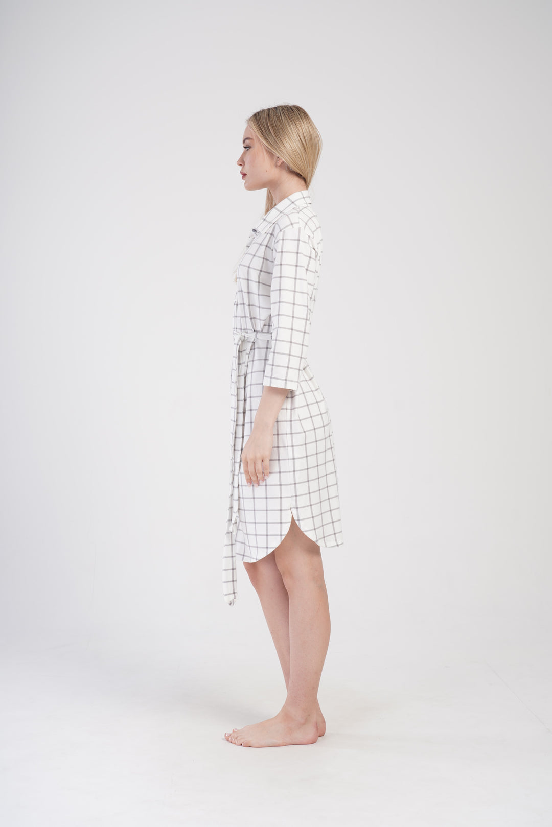 Koszula Nocna Damska Vienetta, Gray Stripes, Biały, r. S - XL