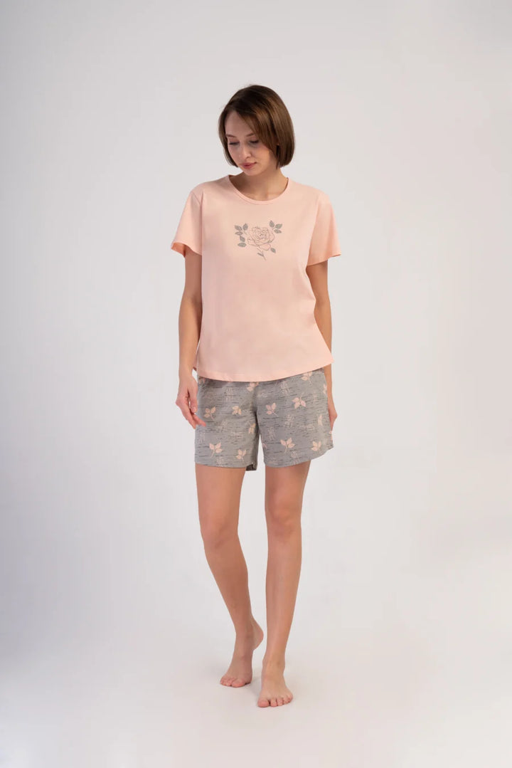 Piżama Damska Vienetta Magical Flowers, Różowy, r. 1XL-4XL