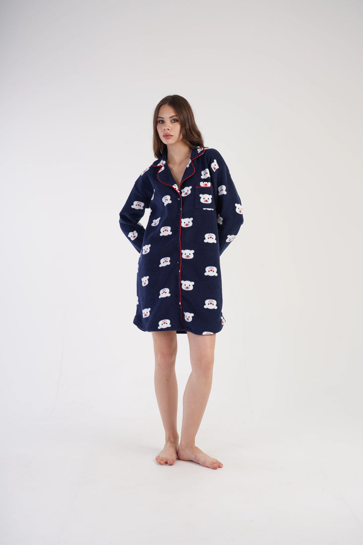 Koszula Nocna polarowa Vienetta Polar Peak, granatowa, r. S-XL image 1