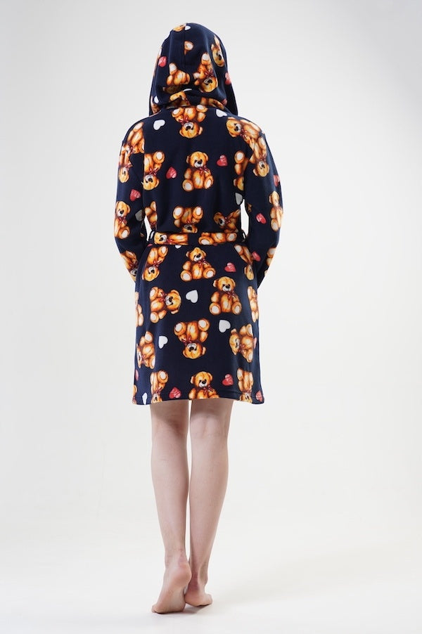 Szlafrok damski Vienetta, Bears, Czarny, r. S-XL