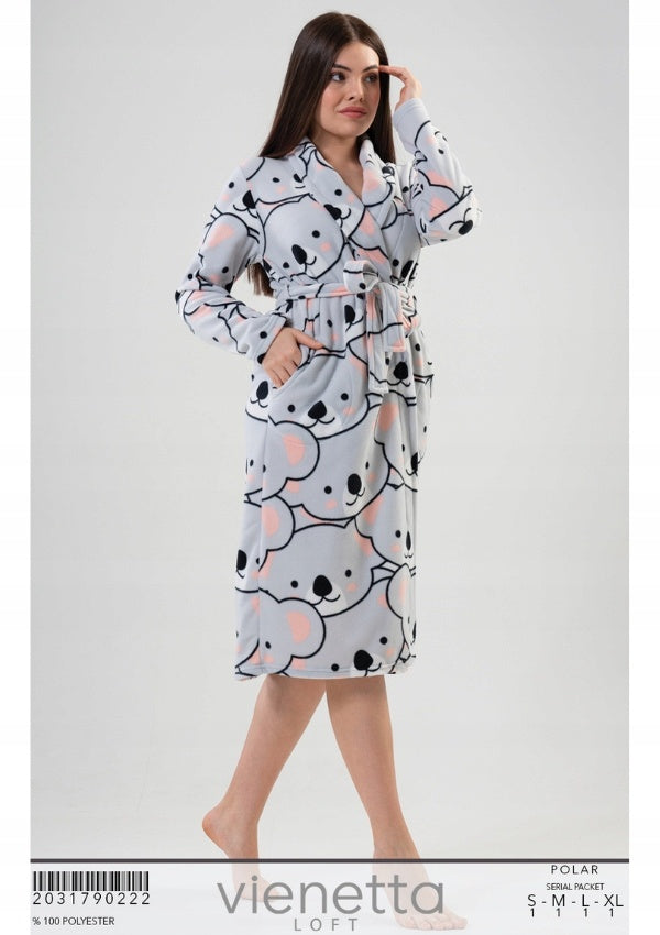 Szlafrok damski Vienetta, Shy Koalas, Szary, r. M-XL image 1